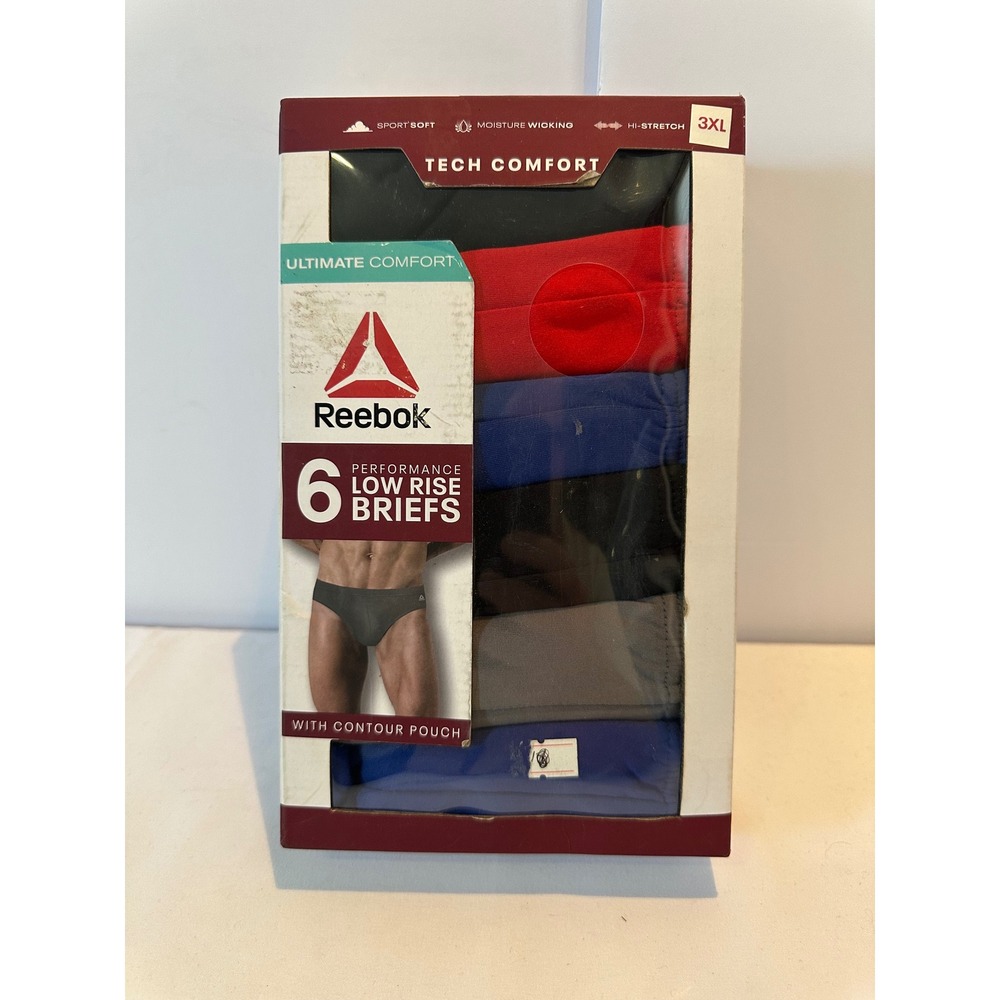 Reebok Tech Comfort Low Rise Briefs - 6 Pack - Moisture Wicking‎ - 3XL